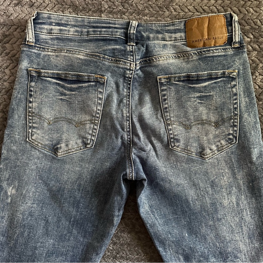 American Eagle Outfitters Blue Slim Jeans Distressed - Picture 3 of 13